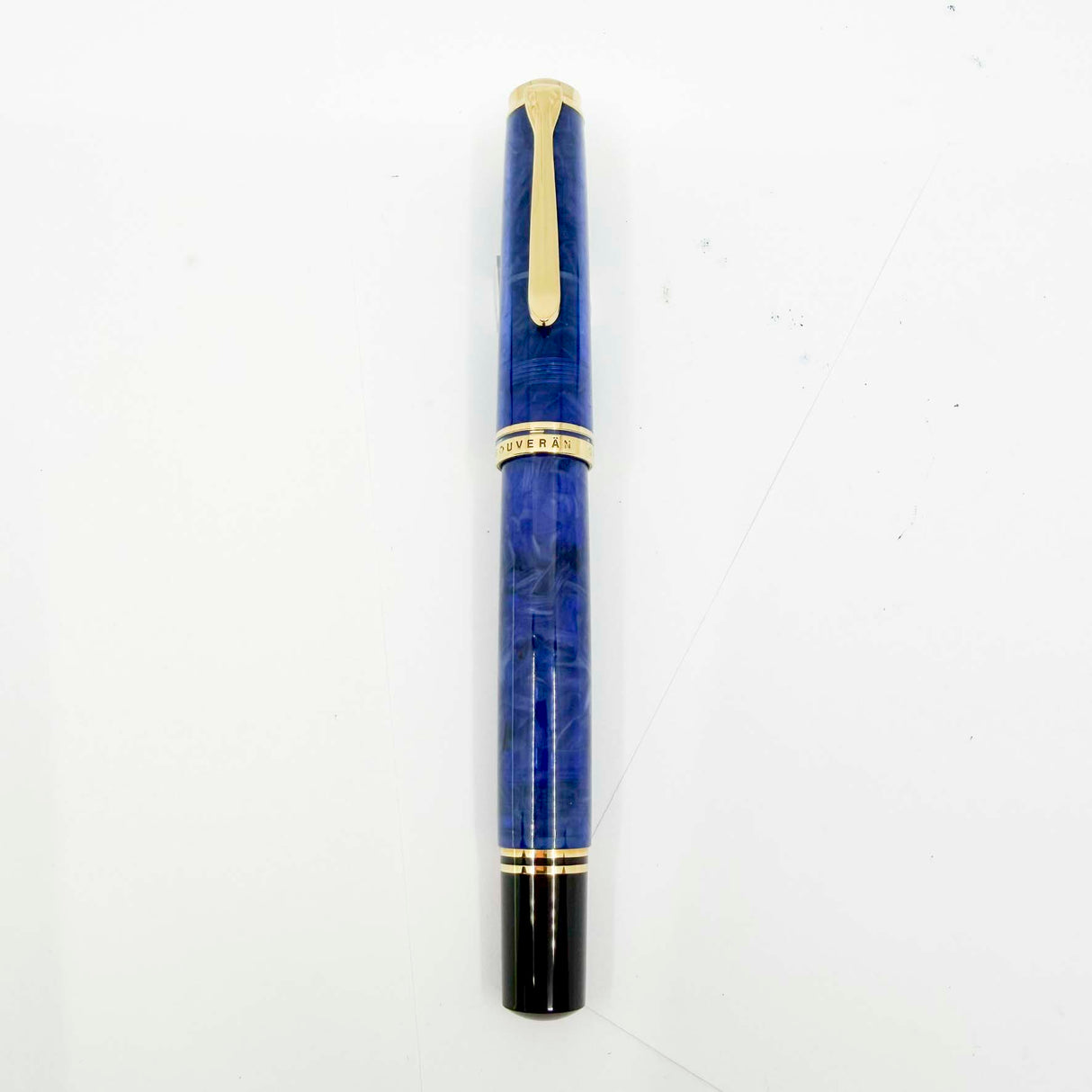 Pelikan Souveran M800 Marbled Blue O Blue Transparent Fountain Pen - OBB (Oblique Double Broad) 18kt Gold Nib