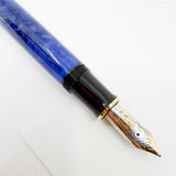 Pelikan Souveran M800 Marbled Blue O Blue Transparent Fountain Pen - OBB (Oblique Double Broad) 18kt Gold Nib