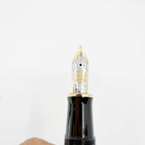Pelikan Souveran M800 Marbled Blue O Blue Transparent Fountain Pen - OBB (Oblique Double Broad) 18kt Gold Nib