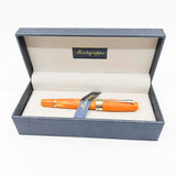 Montegrappa Miya 450 Lustrous Orange Celluloid Limited Edition Fountain Pen - Flexible Fine 14kt Gold Nib