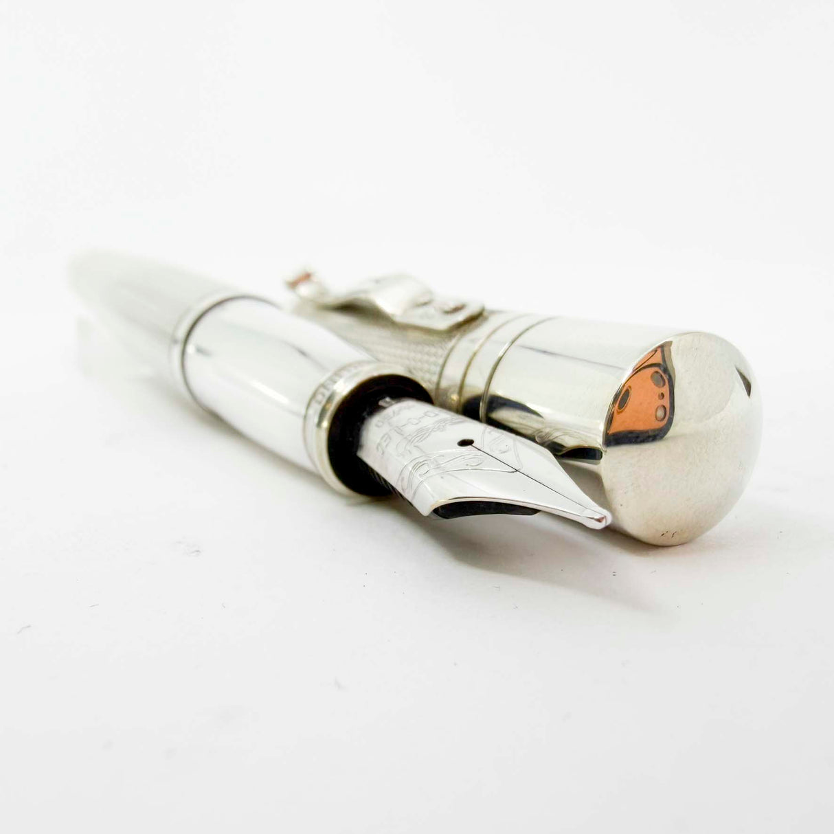 Yard-o-Led Sterling Silver Viceroy Grand Barley Fountain Pen  - Broad 18kt Gold Nib