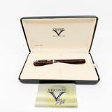 Visconti Wall Street Glittering Burgundy Striped Celluloid Fountain Pen  -  Flexible Fine 23K Palladium Nib