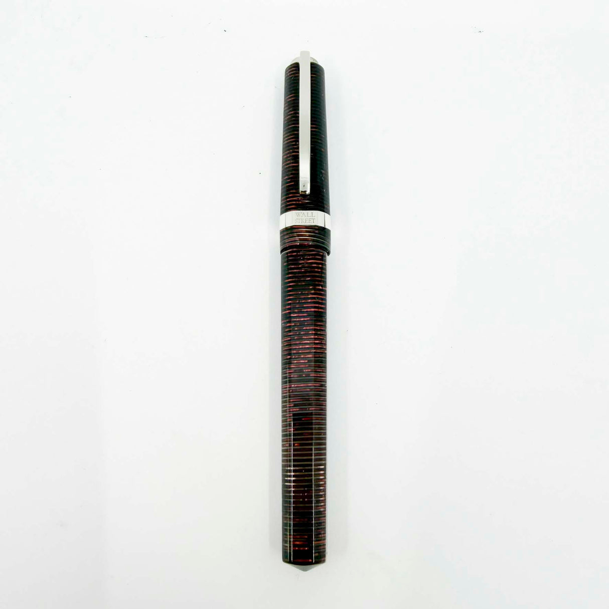 Visconti Wall Street Glittering Burgundy Striped Celluloid Fountain Pen  -  Flexible Fine 23K Palladium Nib