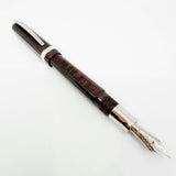 Visconti Wall Street Glittering Burgundy Striped Celluloid Fountain Pen  -  Flexible Fine 23K Palladium Nib