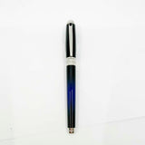 S. T. Dupont  Line D Eternity Blue & Black Lacquer Medium  Fountain Pen - Palladium Plated Trim - Medium 14kt Gold Nib