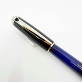 S. T. Dupont  Line D Eternity Blue & Black Lacquer Medium  Fountain Pen - Palladium Plated Trim - Medium 14kt Gold Nib