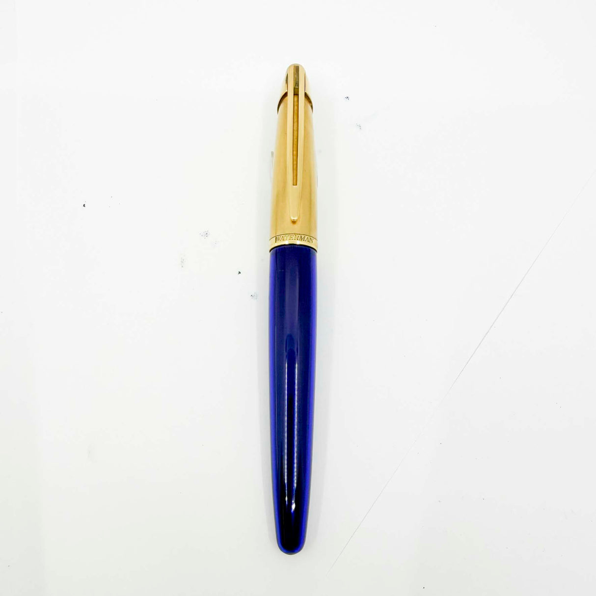 Waterman Edson Blue Translucent Fountain Pen - Fine 18kt Gold  Nib