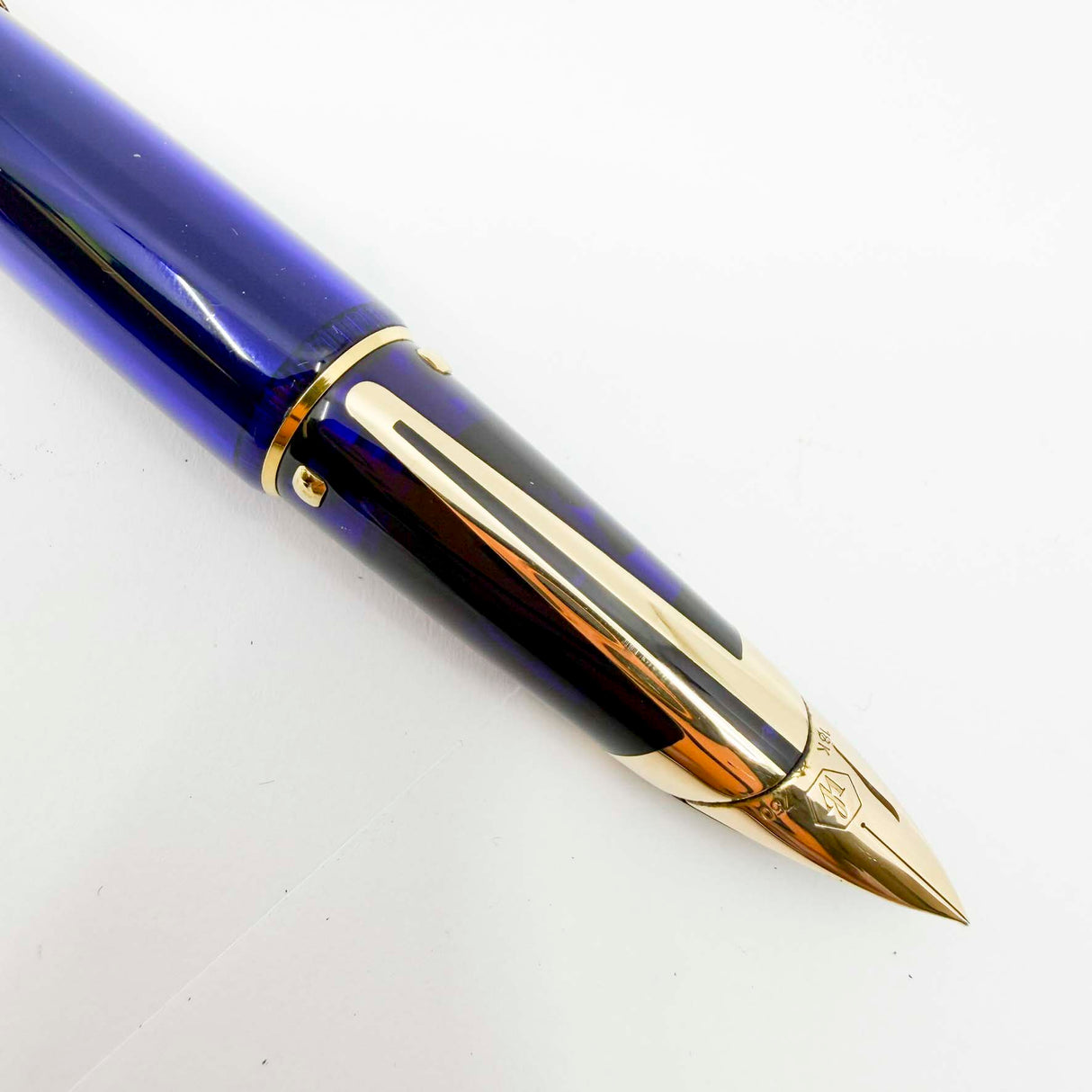 Waterman Edson Blue Translucent Fountain Pen - Fine 18kt Gold  Nib