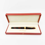 S.T. DuPont Large Orpheo Lacque Ecaille Fountain Pen - Marbled Black & Burnished Burgundy Laque - Medium 18kt Gold Nib