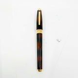 S.T. DuPont Large Orpheo Lacque Ecaille Fountain Pen - Marbled Black & Burnished Burgundy Laque - Medium 18kt Gold Nib