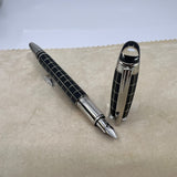 Montblanc Starwalker Nib 14K M Metal Rubber White Star Fountain Pen Black Silver