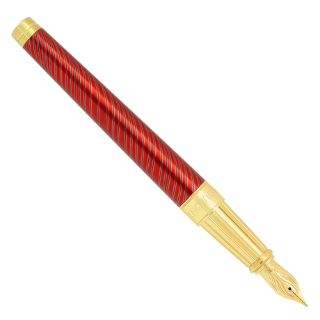  S.T. Dupont Mane Guilloche Line D Eternity Large Red & Gold Fountain Pen Collection
