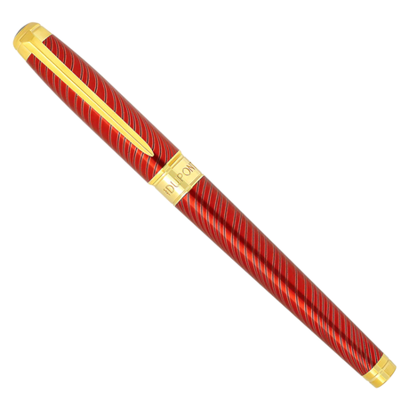 S.T. Dupont Mane Guilloche Line D Eternity Large Red & Gold Fountain Pen Collection