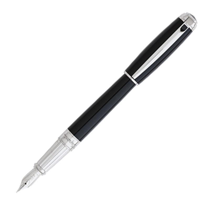 S.T. Dupont Line D Black & Palladium Plate - Large Fountain Pen (14kt Nib)