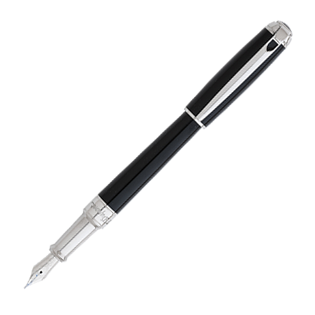 S.T. Dupont Line D Black & Palladium Plate - Midsize Fountain Pen (14kt Nib)