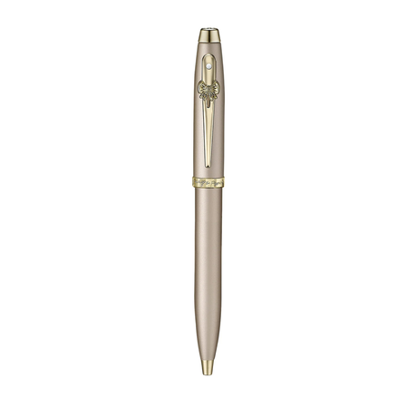 Sheaffer 100 Emily in Paris 9377 Champagne Gold with Champagne Gold Trims and Bow-Shaped Clip Emblem Ballpoint Pen