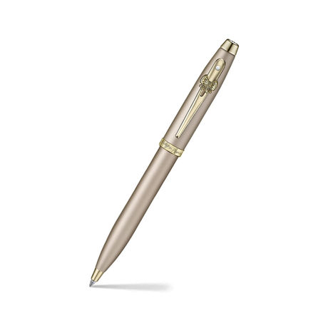 Sheaffer 100 Emily in Paris 9377 Champagne Gold Ballpoint Pen with Champagne Gold Trim and Hardbound Small Notebook - Gift Set