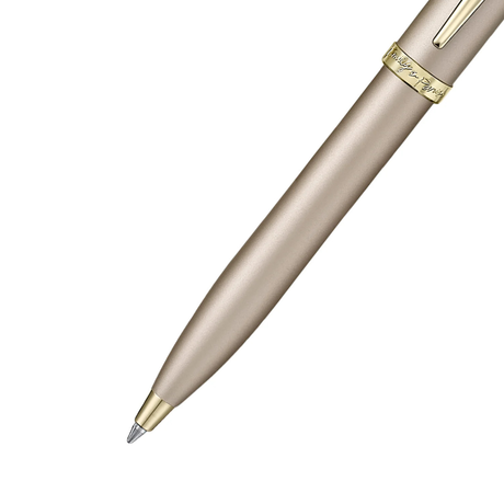 Sheaffer 100 Emily in Paris 9377 Champagne Gold Ballpoint Pen with Champagne Gold Trim and Hardbound Small Notebook - Gift Set