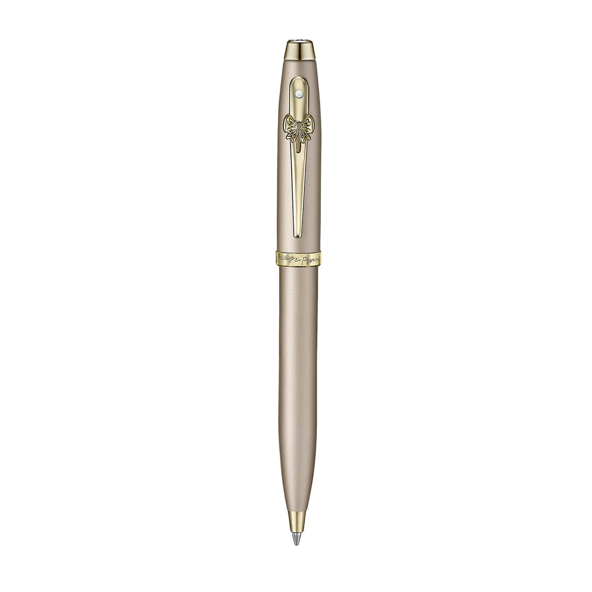 Sheaffer 100 Emily in Paris 9377 Champagne Gold Ballpoint Pen with Champgne Gold Trim and Full-Grain Credit Card Holder Gift Set