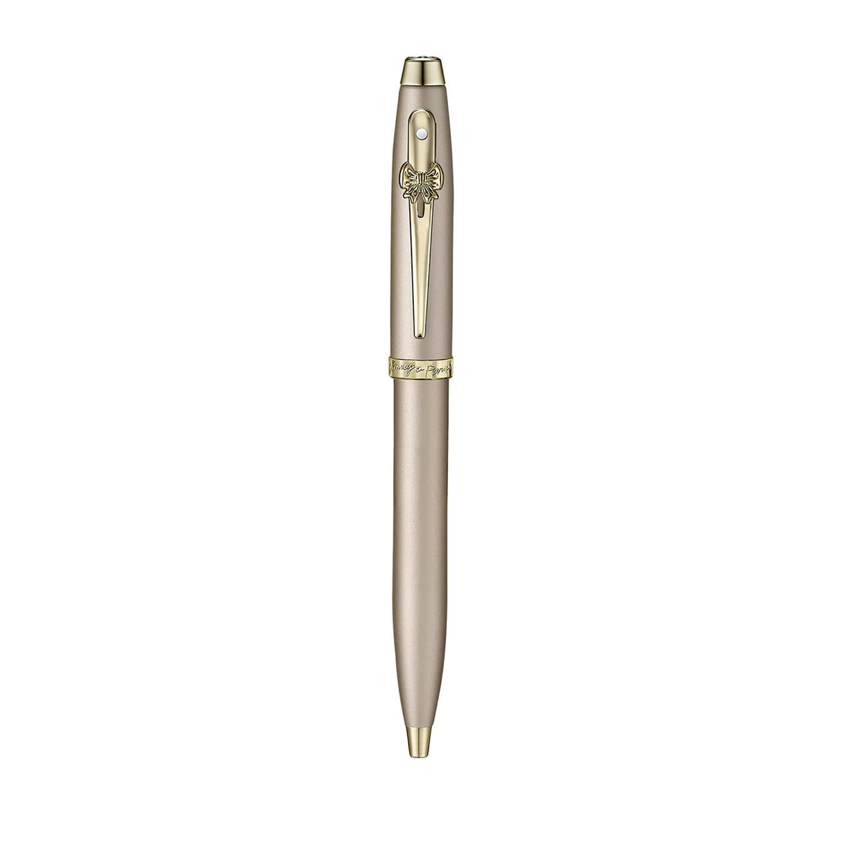 Sheaffer 100 Emily in Paris 9377 Champagne Gold Ballpoint Pen with Champgne Gold Trim and Full-Grain Credit Card Holder Gift Set