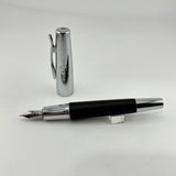 Faber-Castell E-Motion Black wood barrel chrome cap -  Fountain Pen