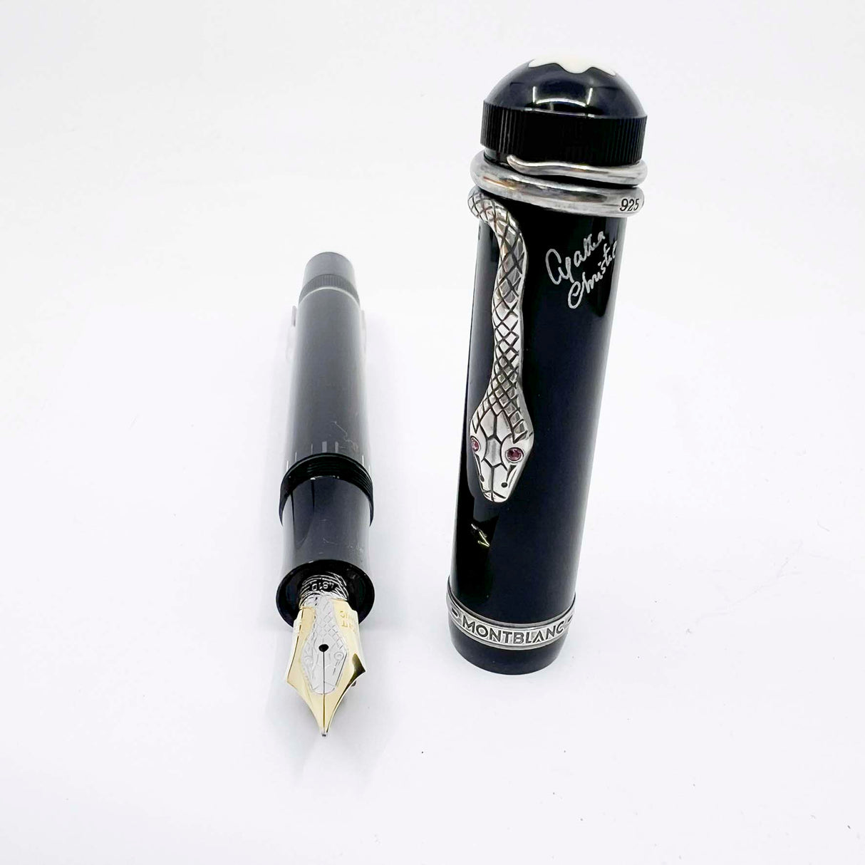 Montblanc Agatha Christie Sterling Silver Limited Edition Fountain Pen - Fine 18kt Gold Nib