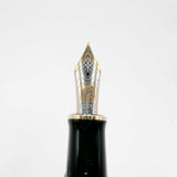 Pelikan M800 Souveran Black Cap & Green Striped Barrel Fountain Pen -  Extra Fine 18kt Gold Nib