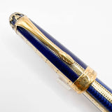 Michel Perchin Ribbed Blue Enamel and Gold Vermeil Limited Edition Fountain Pen (1995) - Broad 18kt Gold Nib