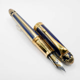 Michel Perchin Ribbed Blue Enamel and Gold Vermeil Limited Edition Fountain Pen (1995) - Broad 18kt Gold Nib