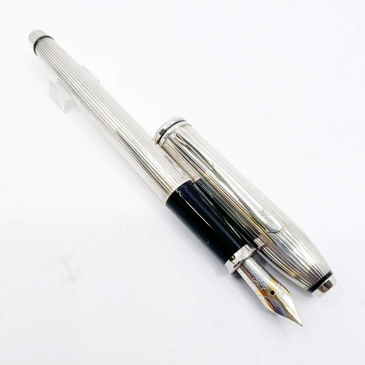 Cross Townsend Sterling Silver Fountain Pen - Made in USA - Fine 18kt Gold  Nib