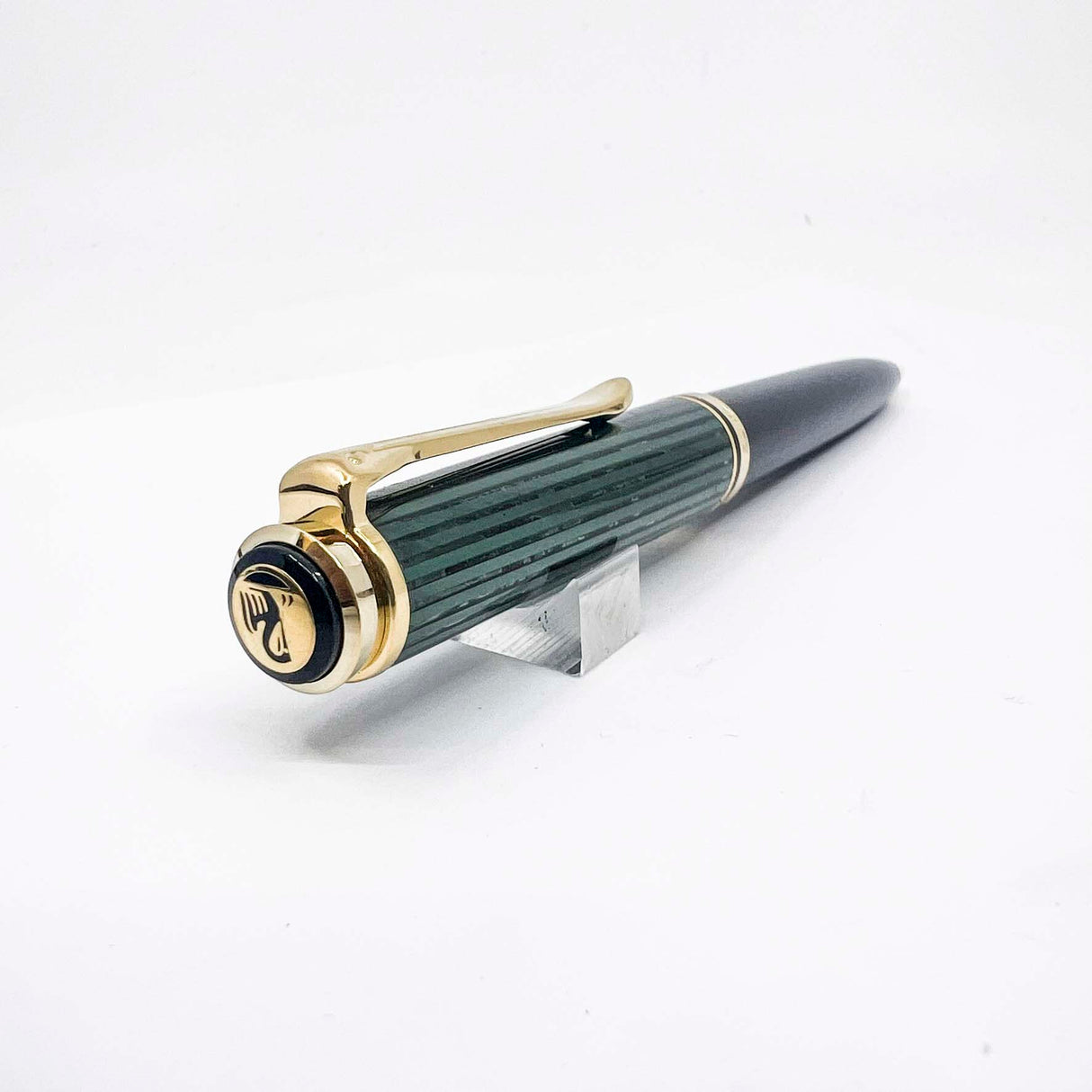 Pelikan K800 Ballpoint Pen - Black Barrel/Green Striped Cap