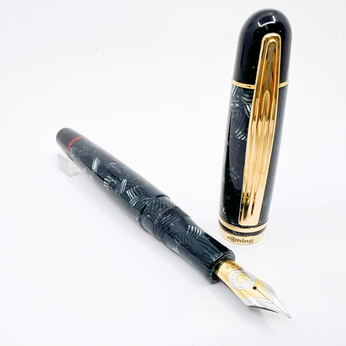 Rotring (German for "Red Ring")  Tintenkuli "1928" Celluloid Limited Edition Fountain Pen Celebrating 70 Years of Rotring Pen Production - Medium 18kt Gold Nib + an Interchangeable Stylographic Tubular Point