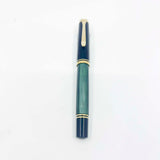 Pelikan M600 Fountain Pen - Black Cap/Green Striped Barrel - Fine 14kt Gold Nib