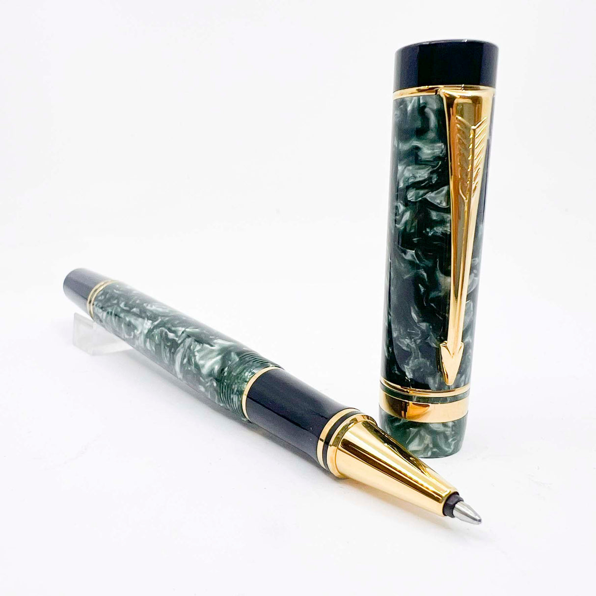Parker Duofold Marbled Green Rollerball (Circa 1990)