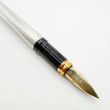S.T. Dupont Classic Fluted Silver Plated  Fountain Pen - Medium 18kt Gold Nib