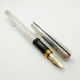 S.T. Dupont Classic Fluted Silver Plated  Fountain Pen - Medium 18kt Gold Nib