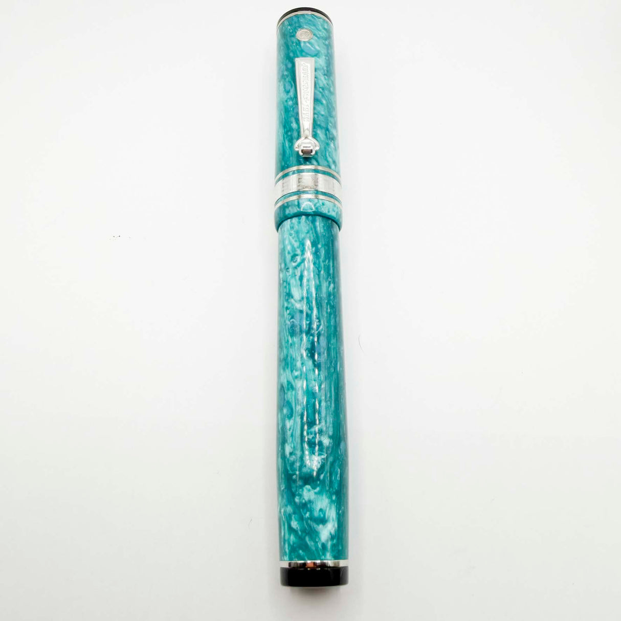 Wahl Eversharp Lustrous Marbleized Turquoise Decoband Oversized  Fountain Pen  - Superflex Medium #8 Size  1kt Gold Nib