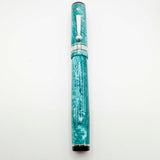 Wahl Eversharp Lustrous Marbleized Turquoise Decoband Oversized  Fountain Pen  - Superflex Medium #8 Size  1kt Gold Nib