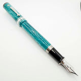Wahl Eversharp Lustrous Marbleized Turquoise Decoband Oversized  Fountain Pen  - Superflex Medium #8 Size  1kt Gold Nib