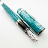 Wahl Eversharp Lustrous Marbleized Turquoise Decoband Oversized  Fountain Pen  - Superflex Medium #8 Size  1kt Gold Nib
