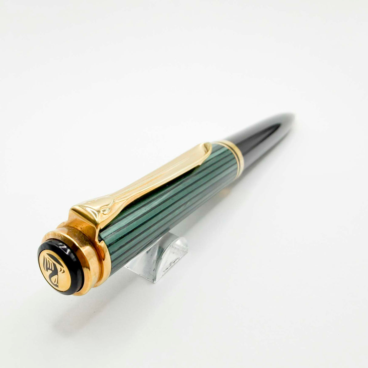Pelikan First Generation K800 Ballpoint Pen - Black Barrel/Green Striped Cap - "W. Germany" Engraved on Cap Band