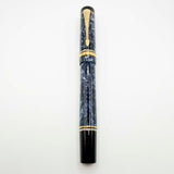 Parker Centennial (Largest Size) Duofold Blue Marble Fountain Pen - Extra Fine 18kt Gold Nib - Circa 1991