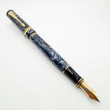 Parker Centennial (Largest Size) Duofold Blue Marble Fountain Pen - Extra Fine 18kt Gold Nib - Circa 1991