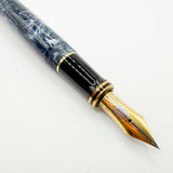 Parker Centennial (Largest Size) Duofold Blue Marble Fountain Pen - Extra Fine 18kt Gold Nib - Circa 1991