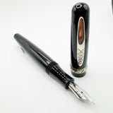 Stipula Large Size Black Etruria Fountain Pen - Medium 14kt Gold Nib