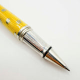 Krone Kronology Heavy Sterling Silver Oversized Rollerball -  Translucent Yellow Enamel overlaying the Guilloched Sterling Silver Body plus Scattered Crowns Engraved