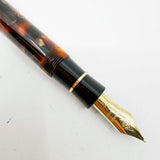 Conway Stewart Marble Brown Fountain Pen for Fountain Pen Hospital's 60th Anniversary #48 of 60 Pens- Fine 18kt Gold Nib - Cap Bands & Clip are 18kt Gold