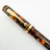 Conway Stewart Marble Brown Fountain Pen for Fountain Pen Hospital's 60th Anniversary #48 of 60 Pens- Fine 18kt Gold Nib - Cap Bands & Clip are 18kt Gold