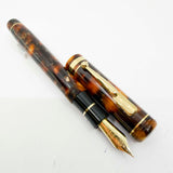 Conway Stewart Marble Brown Fountain Pen for Fountain Pen Hospital's 60th Anniversary #48 of 60 Pens- Fine 18kt Gold Nib - Cap Bands & Clip are 18kt Gold