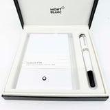 Montblanc Bonheur Black & White Resin Rollerball with White Leather Covered Montblanc Notebook
